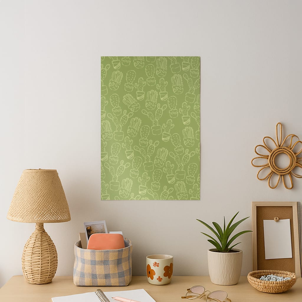Green And Yellow Cacti - Western  Art Print