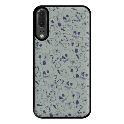 Blue Snakes And Skulls - Western  Phone Case for Huawei P20