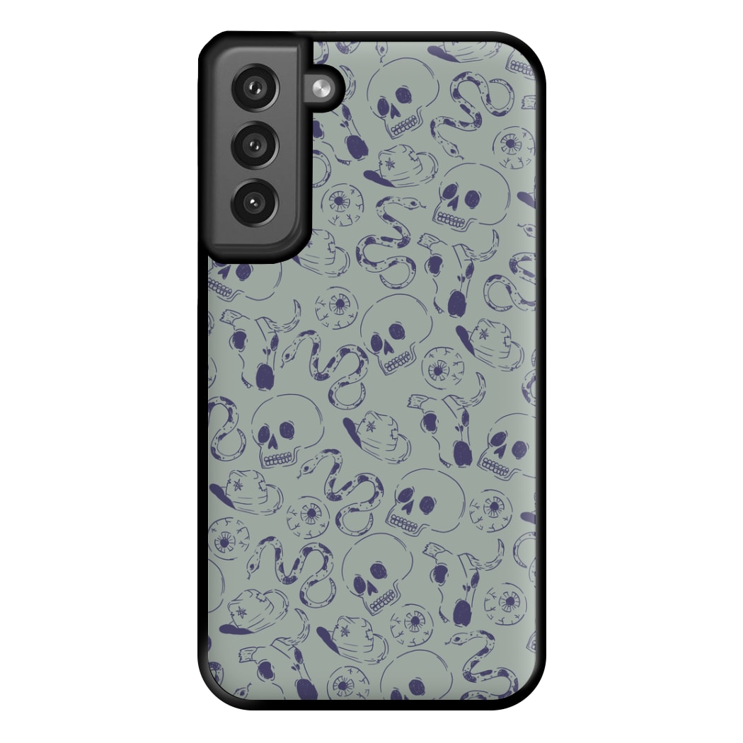 Blue Snakes And Skulls - Western  Phone Case for Galaxy S21FE