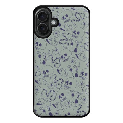 Blue Snakes And Skulls - Western  Phone Case for iPhone 16 Plus