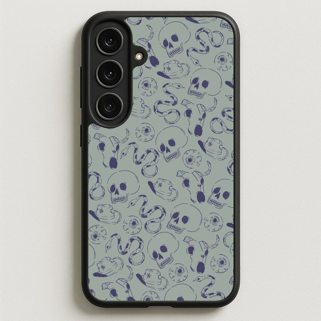Blue Snakes And Skulls - Western Phone Case for Galaxy S25FE