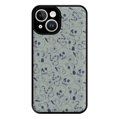 Blue Snakes And Skulls - Western  Phone Case for iPhone 14