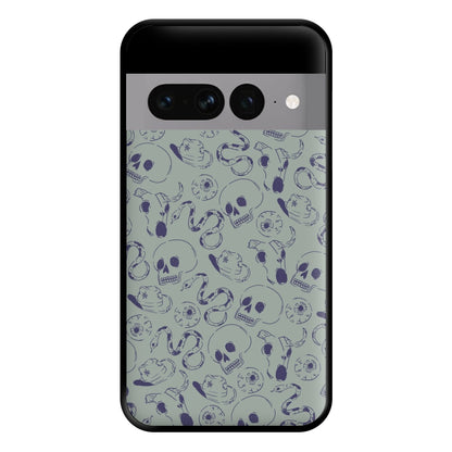 Blue Snakes And Skulls - Western  Phone Case for Google Pixel 7 Pro