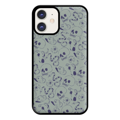 Blue Snakes And Skulls - Western  Phone Case for iPhone 12 / 12 Pro