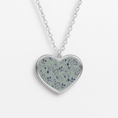 Blue Snakes And Skulls - Western  Heart Necklace