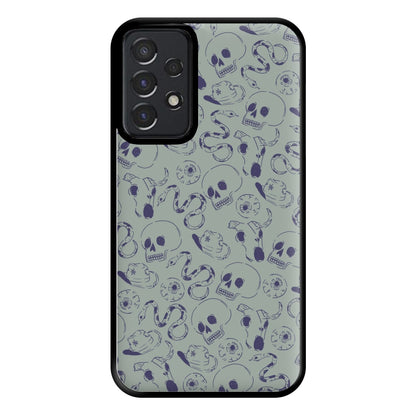 Blue Snakes And Skulls - Western  Phone Case for Galaxy A52 / A52s