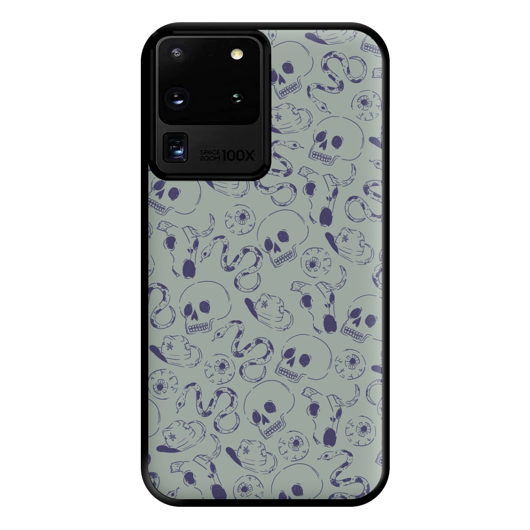 Blue Snakes And Skulls - Western  Phone Case for Galaxy S20 Ultra