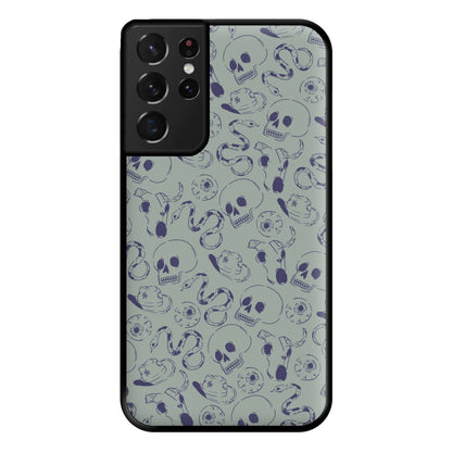 Blue Snakes And Skulls - Western  Phone Case for Galaxy S21 Ultra