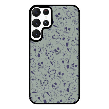 Blue Snakes And Skulls - Western  Phone Case for Galaxy S22 Ultra