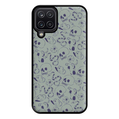 Blue Snakes And Skulls - Western  Phone Case for Galaxy A12