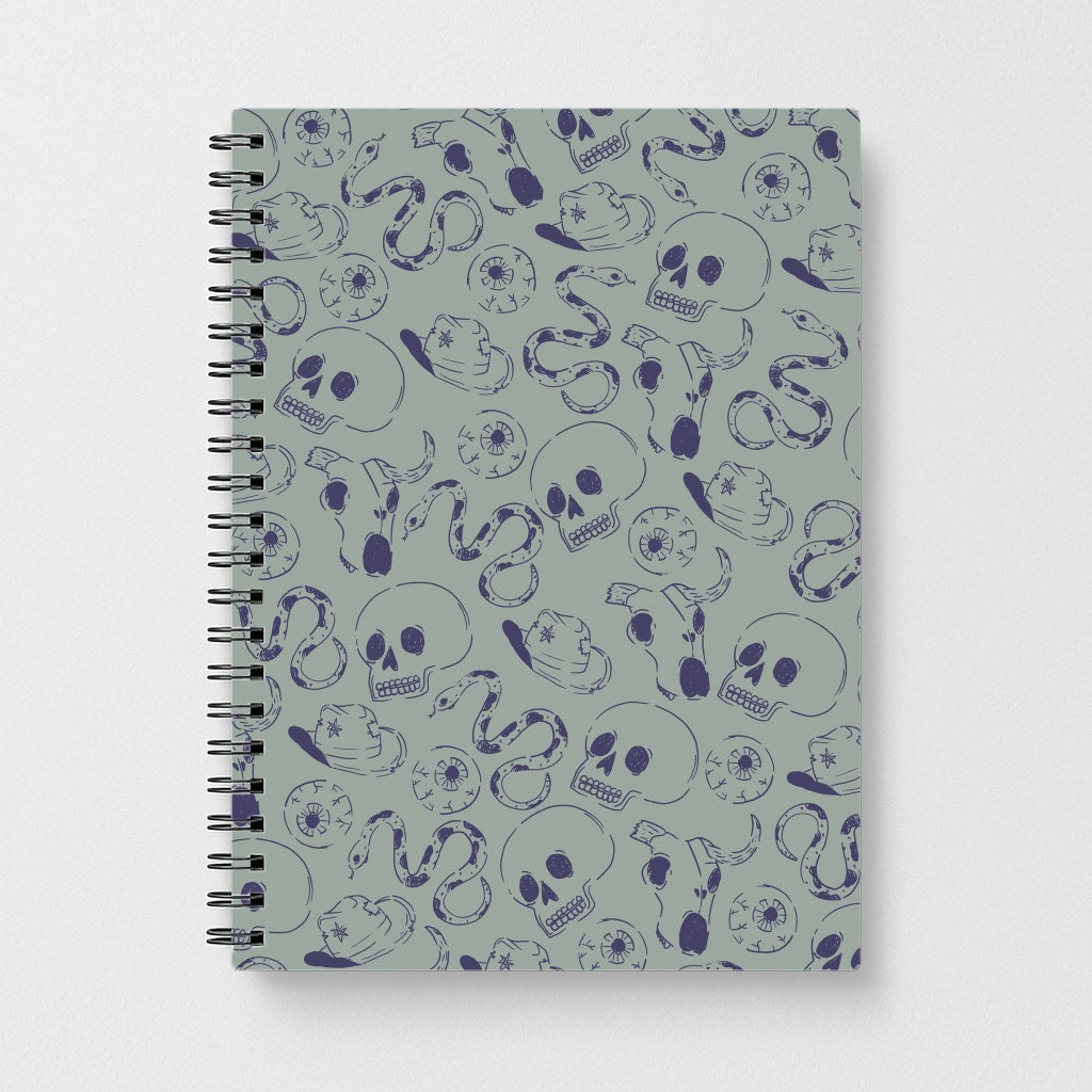 Blue Snakes And Skulls - Western  Notebook