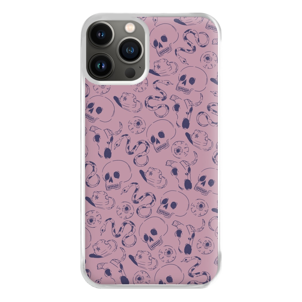 Purple Snakes And Skulls - Western  Phone Case for iPhone 13 Pro Max