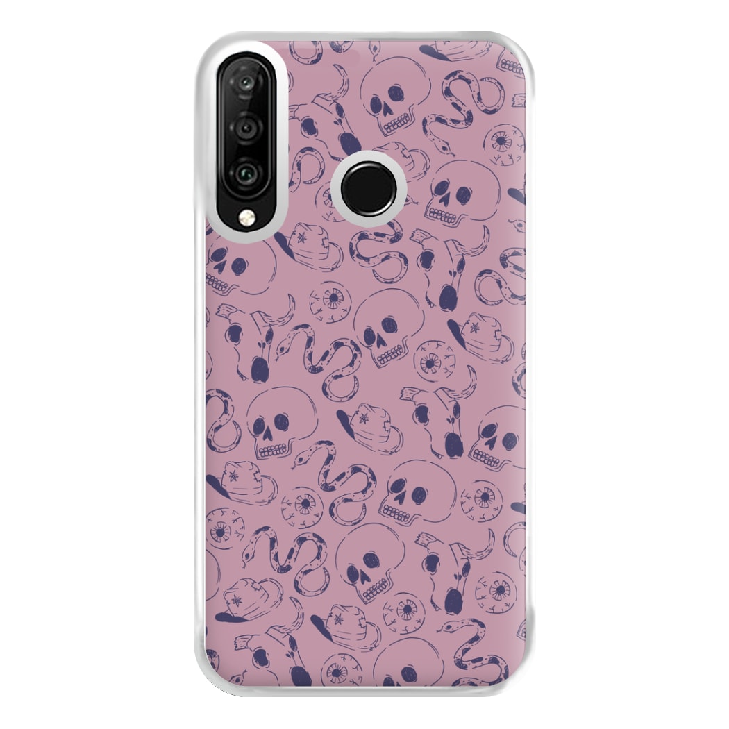 Purple Snakes And Skulls - Western  Phone Case for Huawei P30 Lite