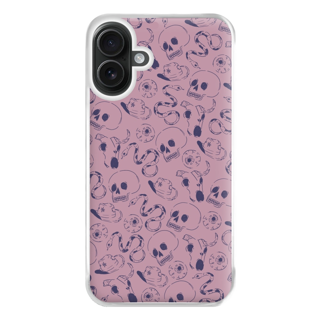 Purple Snakes And Skulls - Western  Phone Case for iPhone 16 Plus