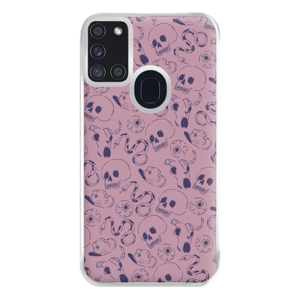 Purple Snakes And Skulls - Western  Phone Case for Galaxy A21s