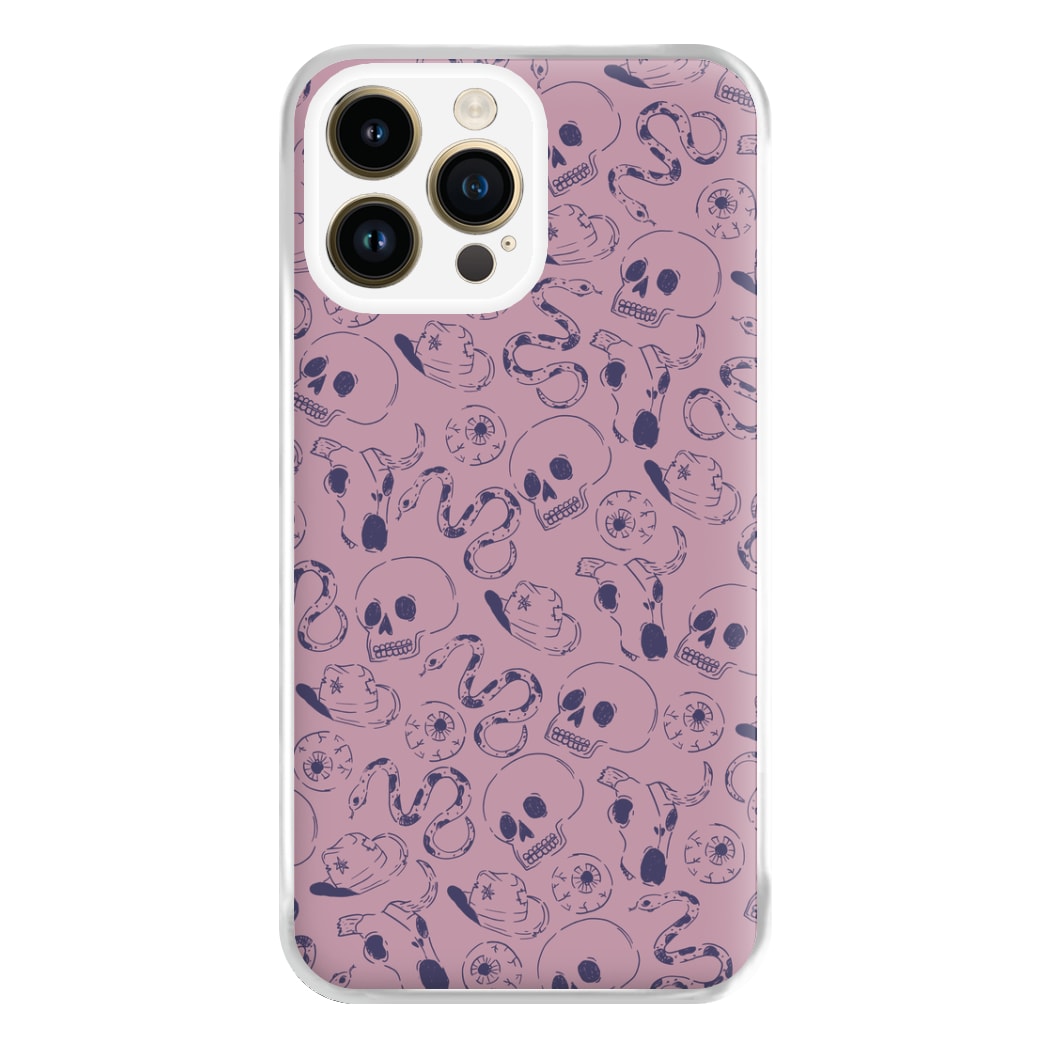 Purple Snakes And Skulls - Western  Phone Case for iPhone 14 Pro Max