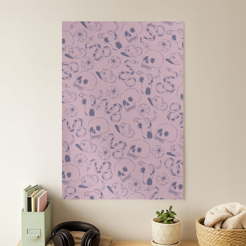 Purple Snakes And Skulls - Western  Poster