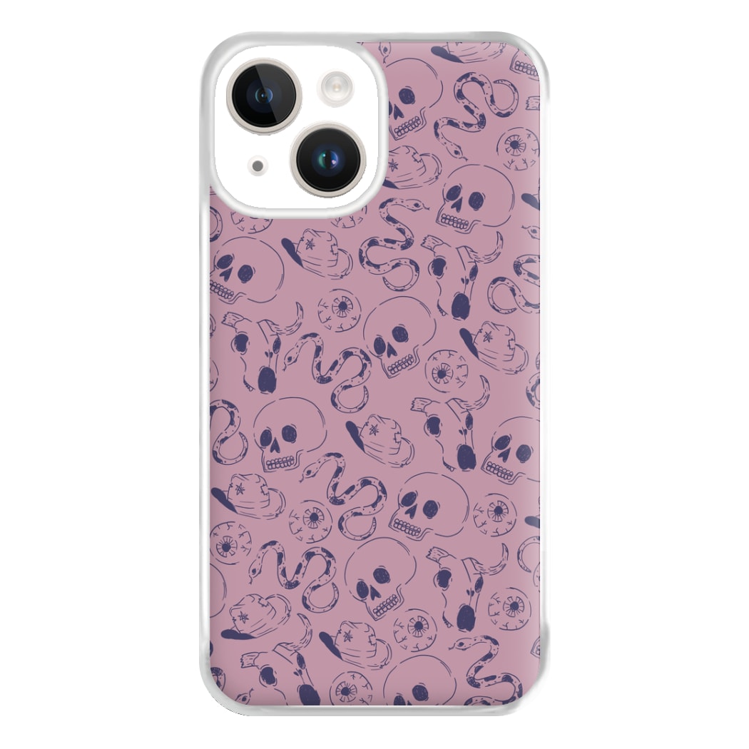 Purple Snakes And Skulls - Western  Phone Case for iPhone 14