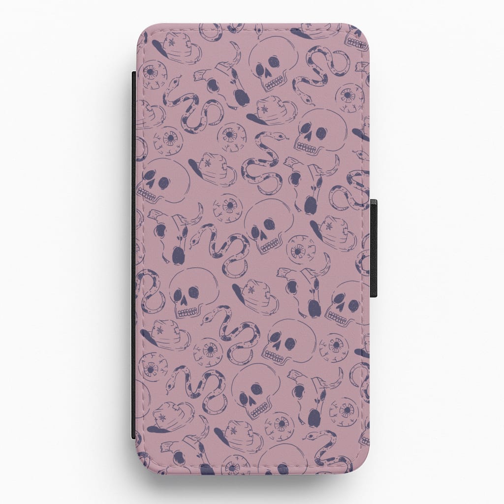 Purple Snakes And Skulls - Western  Flip / Wallet Phone Case