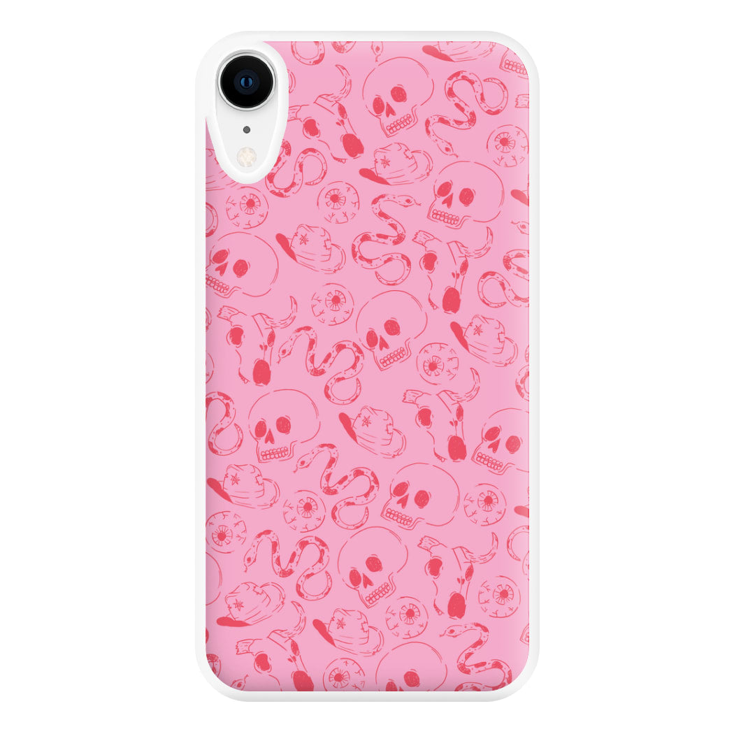 Pink Snakes And Skulls - Western  Phone Case for iPhone XR