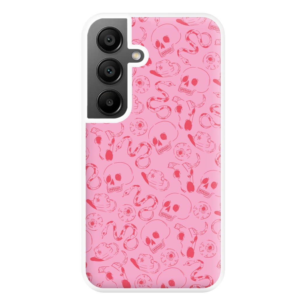 Pink Snakes And Skulls - Western  Phone Case for Galaxy A55