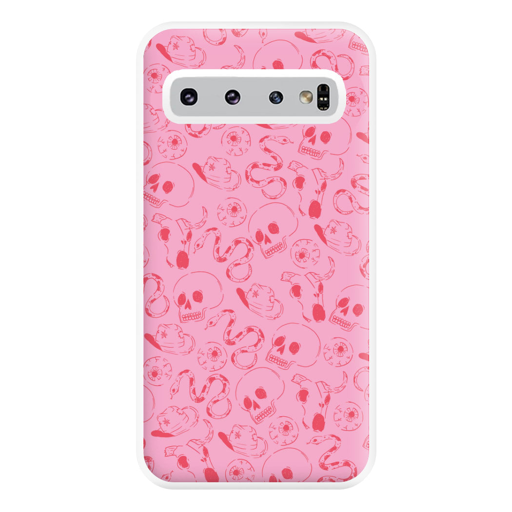 Pink Snakes And Skulls - Western  Phone Case for Galaxy S10 Plus