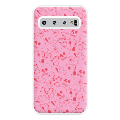 Pink Snakes And Skulls - Western  Phone Case for Galaxy S10 Plus