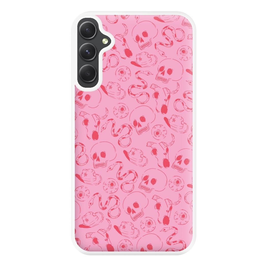 Pink Snakes And Skulls - Western  Phone Case for Galaxy A54