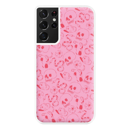 Pink Snakes And Skulls - Western  Phone Case for Galaxy S21 Ultra