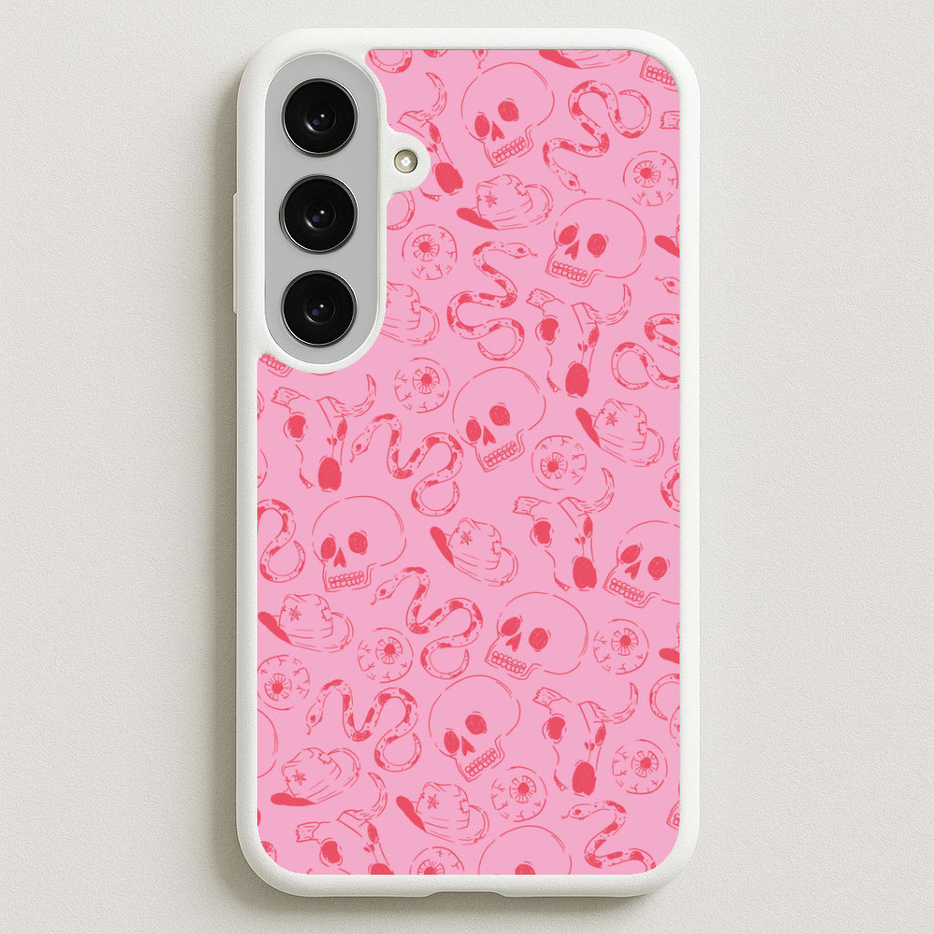 Pink Snakes And Skulls - Western Phone Case for Galaxy S25FE