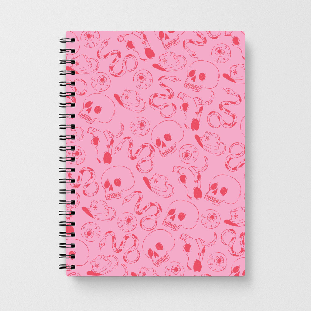 Pink Snakes And Skulls - Western  Notebook