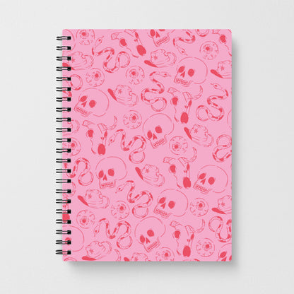 Pink Snakes And Skulls - Western  Notebook