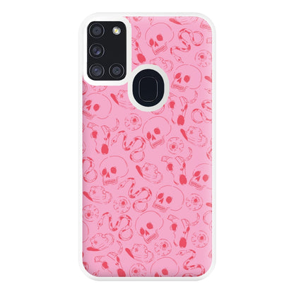 Pink Snakes And Skulls - Western  Phone Case for Galaxy A21s