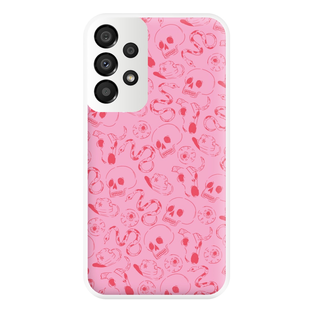 Pink Snakes And Skulls - Western  Phone Case for Galaxy A33