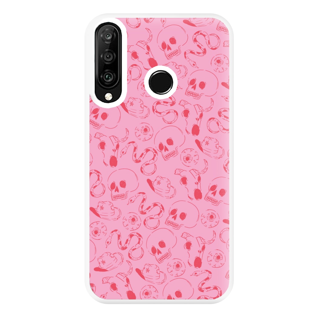 Pink Snakes And Skulls - Western  Phone Case for Huawei P30 Lite