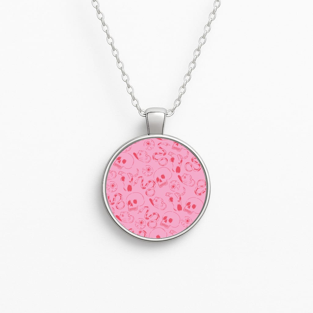 Pink Snakes And Skulls - Western  Circle Necklace