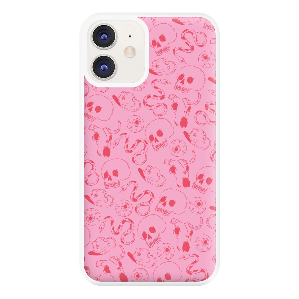 Pink Snakes And Skulls - Western  Phone Case for iPhone 12 / 12 Pro