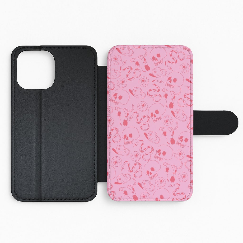Pink Snakes And Skulls - Western  Flip Phone Case