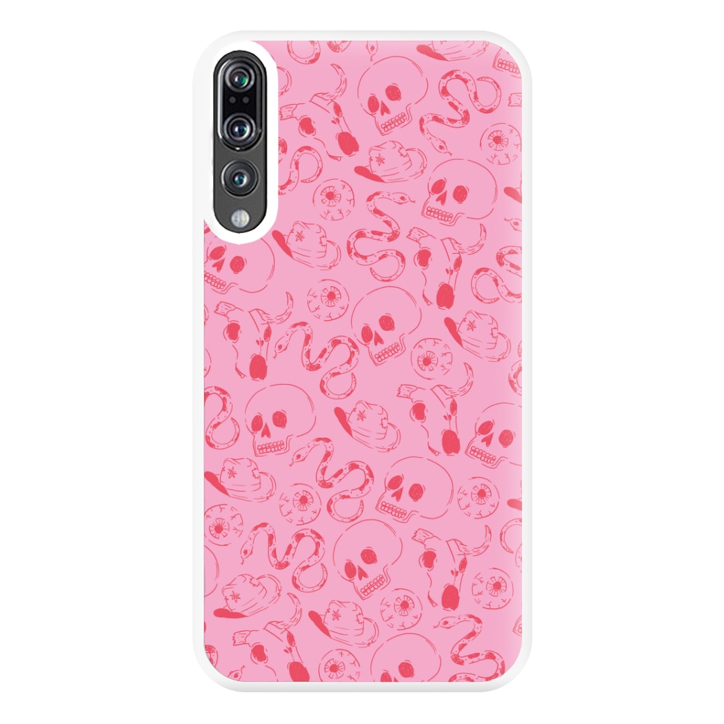 Pink Snakes And Skulls - Western  Phone Case for Huawei P20 Pro