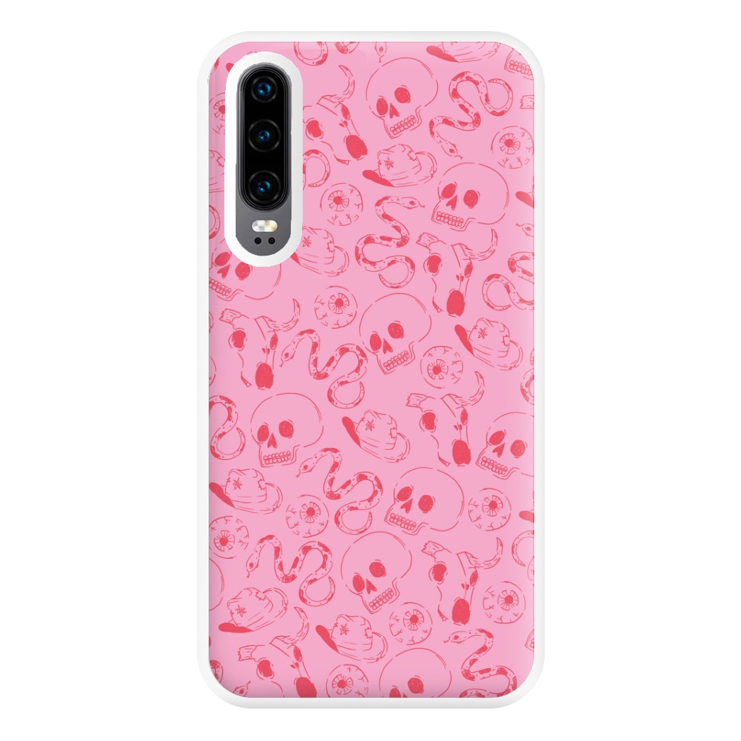 Pink Snakes And Skulls - Western  Phone Case for Huawei P30