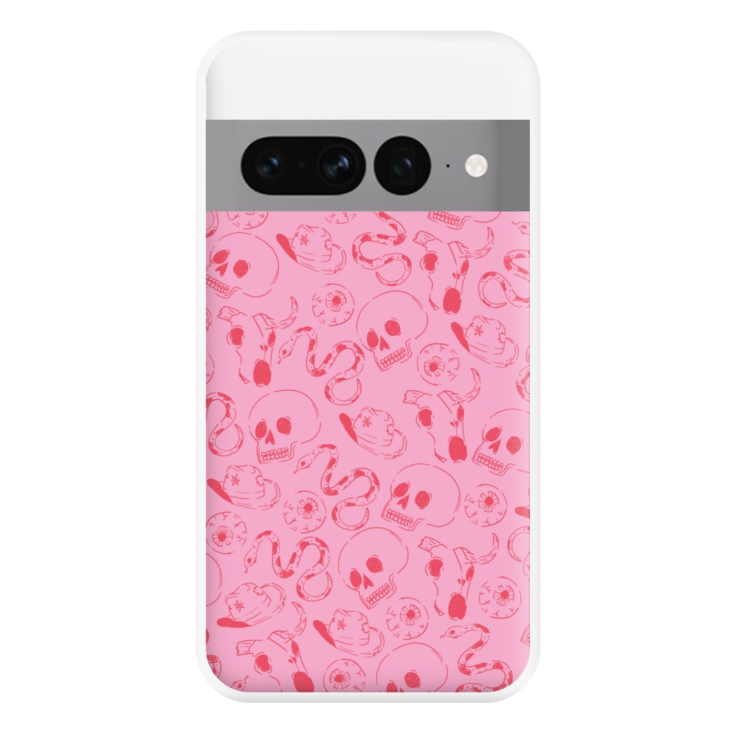 Pink Snakes And Skulls - Western  Phone Case for Google Pixel 7 Pro