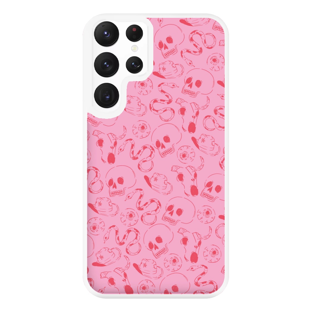 Pink Snakes And Skulls - Western  Phone Case for Galaxy S22 Ultra