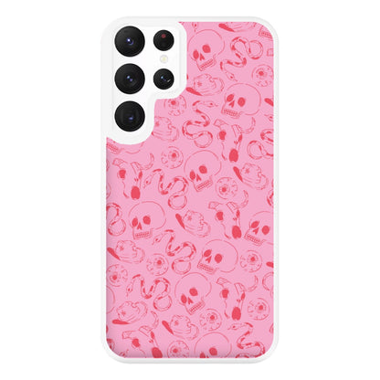 Pink Snakes And Skulls - Western  Phone Case for Galaxy S22 Ultra