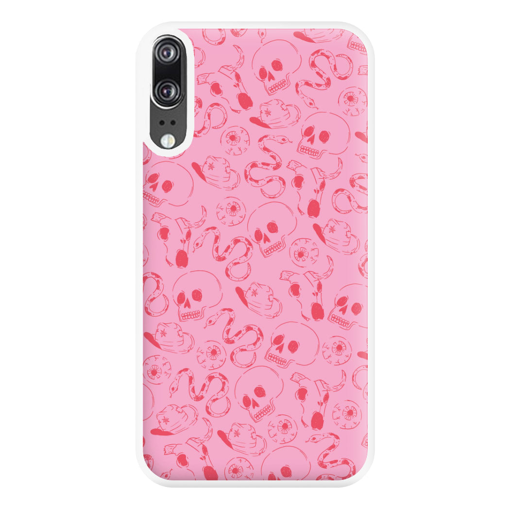 Pink Snakes And Skulls - Western  Phone Case for Huawei P20