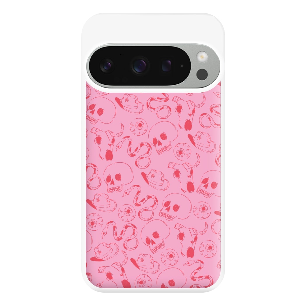 Pink Snakes And Skulls - Western  Phone Case for Google Pixel 9 Pro XL