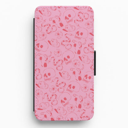 Pink Snakes And Skulls - Western  Flip / Wallet Phone Case