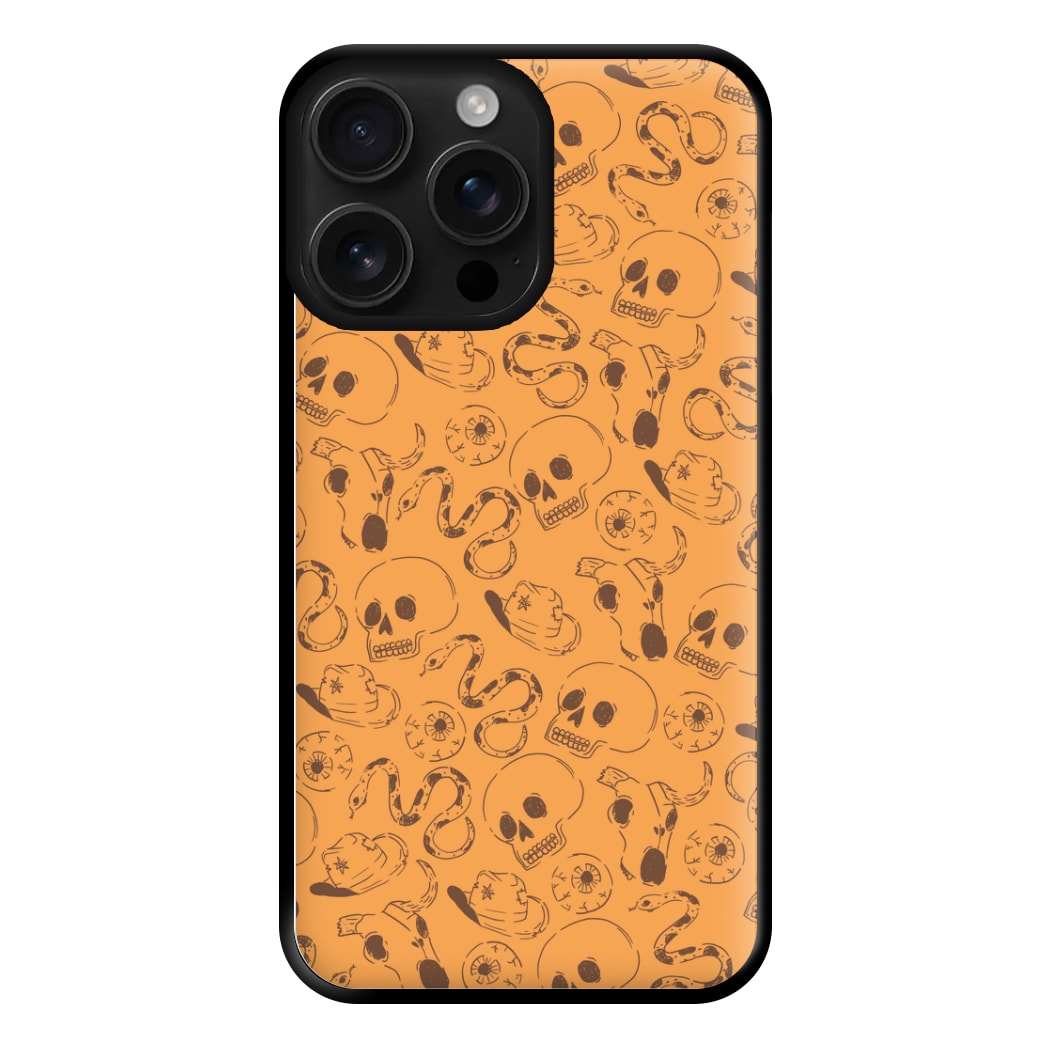 Orange Snakes And Skulls - Western Phone Case