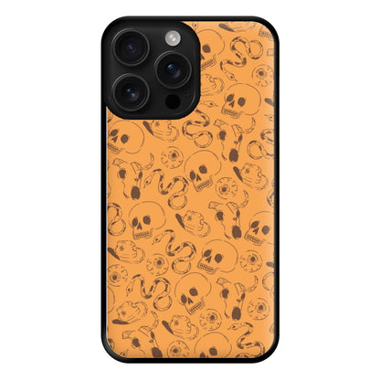 Orange Snakes And Skulls - Western  Phone Case for iPhone 16 Pro Max