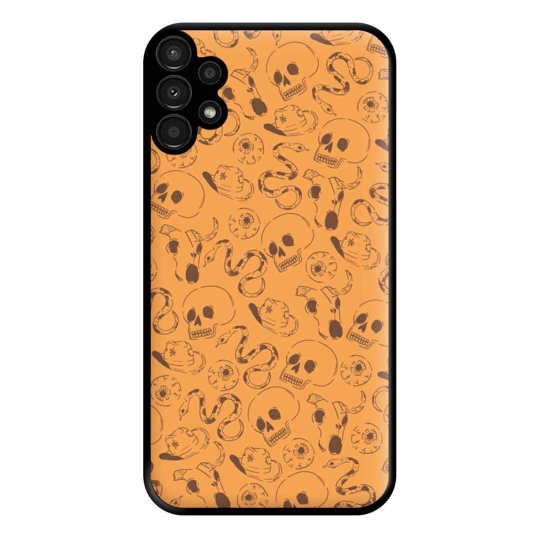 Orange Snakes And Skulls - Western  Phone Case for Galaxy A13