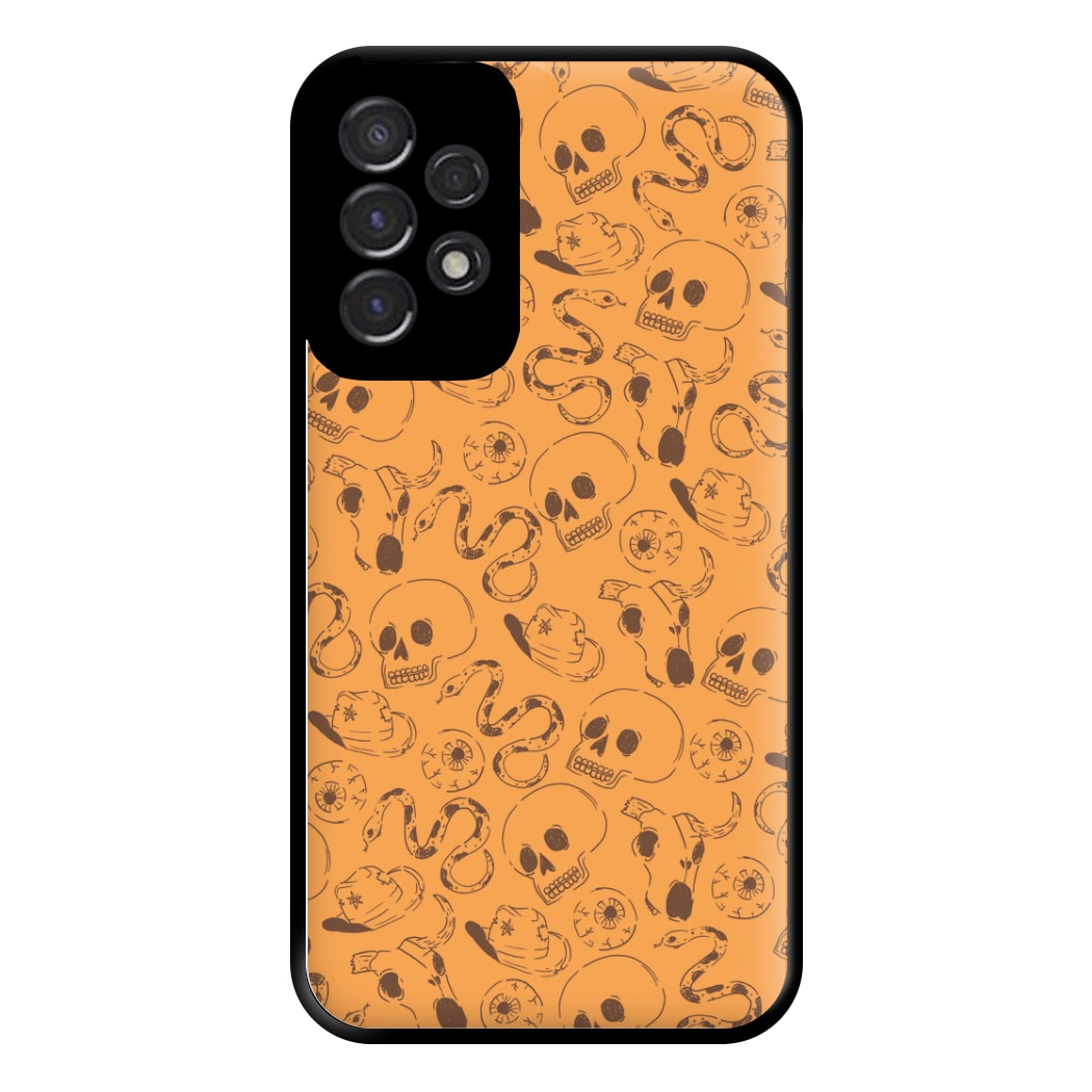 Orange Snakes And Skulls - Western  Phone Case for Galaxy A53